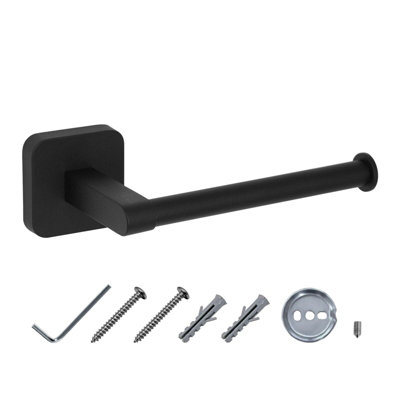 Jassferry 143mm Black Wall Mounted Toilet Paper Holder Toilet Roll Holder Rustproof from B&Q