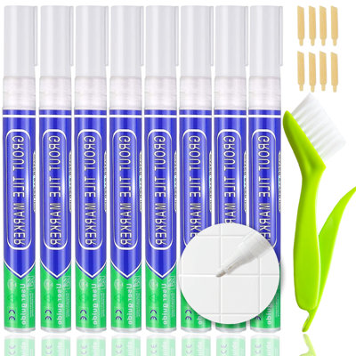 Koolpug White Grout Pen8Pcs Tile Grout Repair & Reviver Kit With Cleaning BrushAnti-Mould Waterproof Sealant For Bathroom & Ki from B&Q