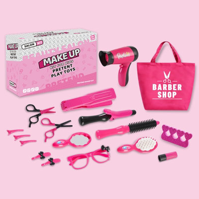 Deao Toys Kids Hairdressing Set Pretend Hair Stylist Play Kit With HairdryerBarber Apron And Salon Accessories For Girls And Boys from B&Q