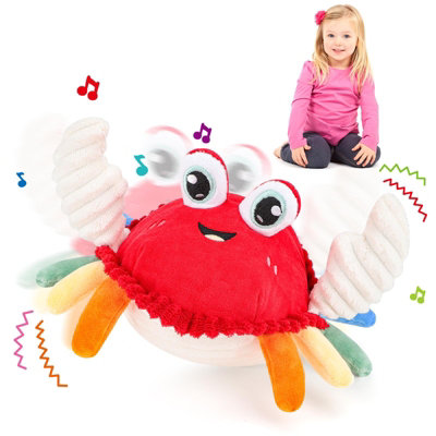 Deao Toys Deao Plush Dancing Crab Toy Musical Crawling Crab With Lights & Sounds Soft Interactive Baby Toy For Toddlers 18M Sensory from B&Q
