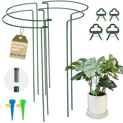 Deao Toys 4 Pack Adjustable Height Modular Circular Plant Support Hoop Stakes Metal Half Round Ring Frame With Selfwatering Spikes from B&Q