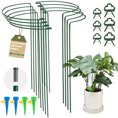 8 Pack 25X60Cm Adjustable Height Modular Plant Support Hoop Metal Half Round Ring Cages With Selfwatering Spikes from B&Q