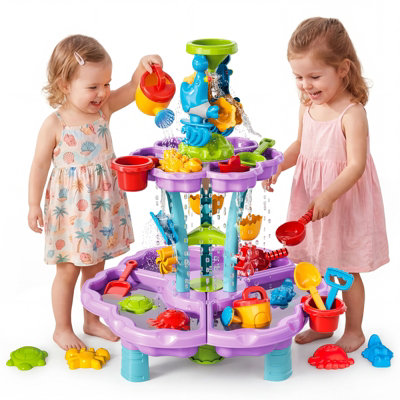 Deao Toys Kids Sand And Water Table With Accessories Multi-Level Waterfall Activity TableOutdoor Sensory Toy For Toddlers Purple from B&Q