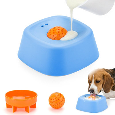 B&Q -  Slow Feeder Dog Bowl With Interactive Ball Pet Feeding Dish For Healthy Eating Habit