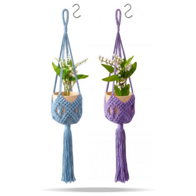 Deao Toys 2 Pack Hanging Basket Indoor Outdoor Hanging Plant Pots With Hook Handwoven from B&Q