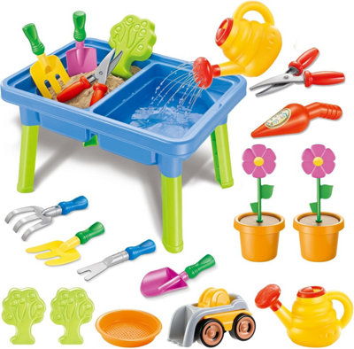 Sand And Water Play Table Multifunctional Activity Table With Accessories Included Are Various Tools And Toys Like Shovels, Rakes
