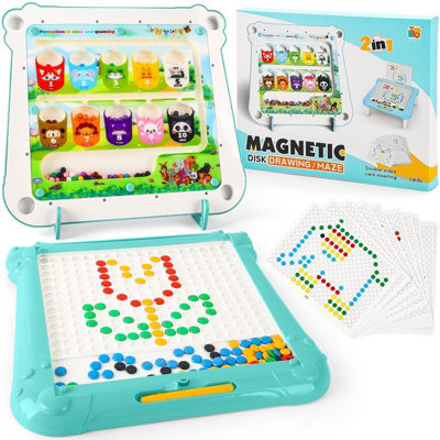Deao Toys 2 In 1 Magnetic Disk Drawing Maze Puzzle Table Toy Double Sided Card For Toddlers Ages 3+ Mosaic Puzzle Table Toy Color Matching A from B&Q