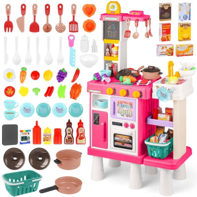 Deao Toys Large Play Kitchen Set For Kids Pretend Cooking Toy With Realistic LightsRealistic Steam,soundsSink And 50 Plus Accessories from B&Q