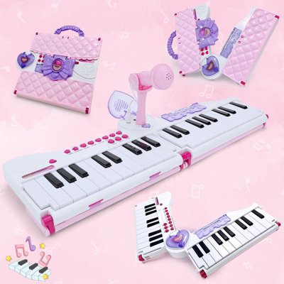 Deao Toys 40-Key Foldable Pink Piano Keyboard For Kids Portable Musical Learning Toy With Lights Sounds Educational Music Toy For Todd from B&Q