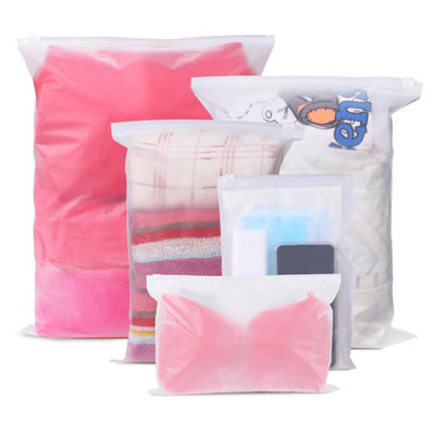 24 Pcs Reusable Ziplock Bags,travel Clothes Storage Bags,plastic Hospital Bag Organiser Pouches,essentials Frosted Resealable from B&Q