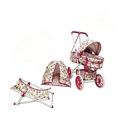 B&Q -  Deao Baby Doll Stroller Playset For KidsUmberllaPlay TentBeach ChairDiaper Bag Role Play Baby Doll Accessories Set For Tod