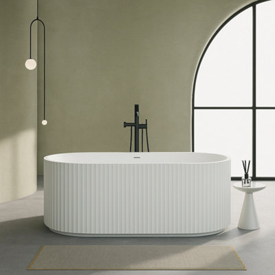 Flauto Gloss White 1700mm Freestanding Fluted Bath from B&Q