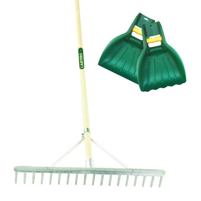 PegdevPdl18 Tooth Aluminium Landscape Rake With Leaf Scoop Grab HandsEfficient Garden Maintenance Set.