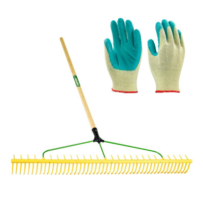 PegdevPdl48 Tooth Polypropylene Landscape Rake With Gardening Gloves (M/l) -Professional Gardening Kit.