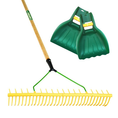 PegdevPdl32 Tooth Polypropylene Landscape Rake With Leaf Scoop Grab HandsEfficient Garden Tool Set.