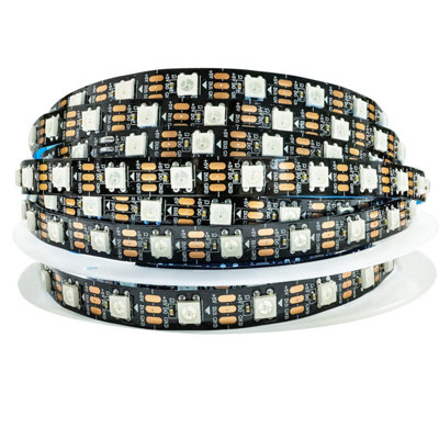 Tesfish Ws 2812 B Led Strip LightsRgb Pixel 5 M 5 V 5050 300 Leds Ip 30 Flexible Black Pcb Full Color Individually Addressable from B&Q