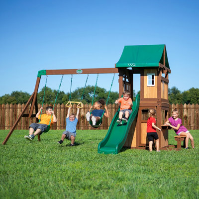 Backyard Discovery Lakewood Cedar Wooden Climbing Frame With 2 X SwingsTrapeze And Slide from B&Q