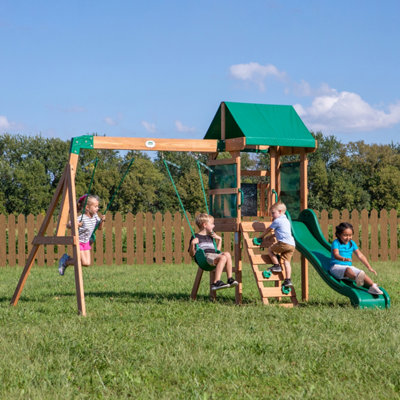 Backyard Discovery Buckley Hill Cedar Wooden Climbing Frame With 2 X Swings And 1 X Slide from B&Q