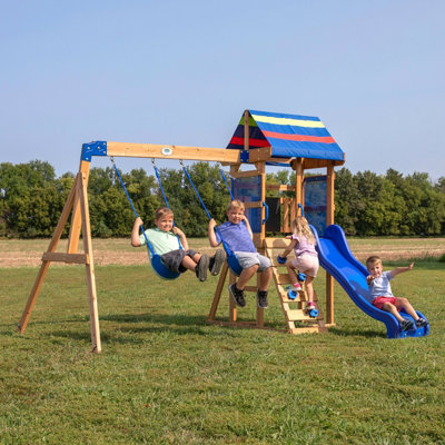 Backyard Discovery Bay Pointe Cedar Wooden Climbing Frame With 2 X Swings And 1 X Slide from B&Q