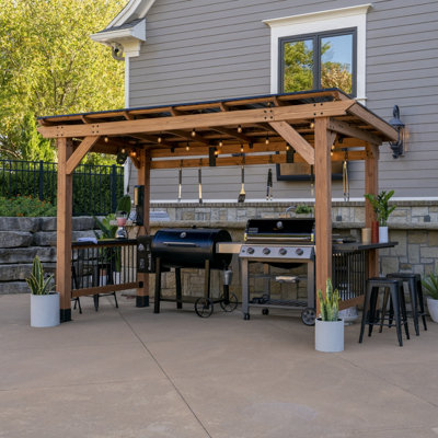 Backyard Discovery Xl Saxony Cedar Wood Outdoor Bbq/grill Gazebo 3.7M X 1.9M (12Ft X 6Ft) from B&Q