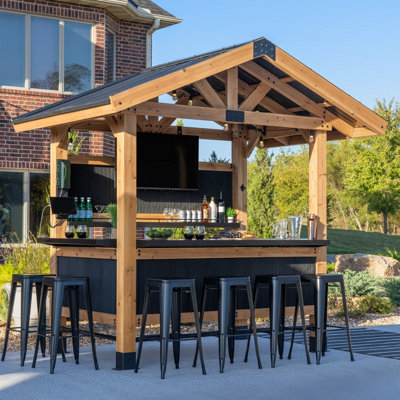 Backyard Discovery Palisade Wooden Outdoor Garden Bar With Powerport 2.7M X 1.8M (10Ft X 6Ft) from B&Q