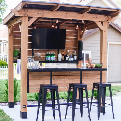 Backyard Discovery Cedar Springs Wooden Outdoor Garden Bar With Powerport 2.6M X 1.9M (9Ft X 6Ft) from B&Q