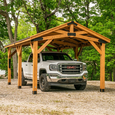 Backyard Discovery Norwood Cedar Wood Outdoor Patio Gazebo/carport With Powerport 6M X 3.7M (20Ft X 12Ft) from B&Q