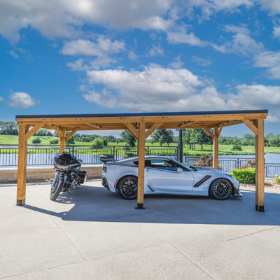 Backyard Discovery Kingsport Cedar Wood Outdoor Carport With Powerport 6.2M X 3.7M (20Ft X 12Ft) from B&Q