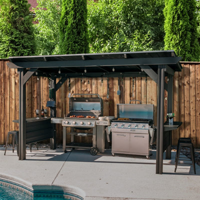 Backyard Discovery Rockport Xl Galvanised Steel Outdoor Bbq/grill Gazebo With Powerport 3.7M X 1.9M (12Ft X 6Ft) from B&Q