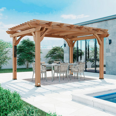 Backyard Discovery Beaumont Cedar Wood Trellis Roof Outdoor Patio Pergola 4.3M X 3.1M (14Ft X 10 Ft) from B&Q