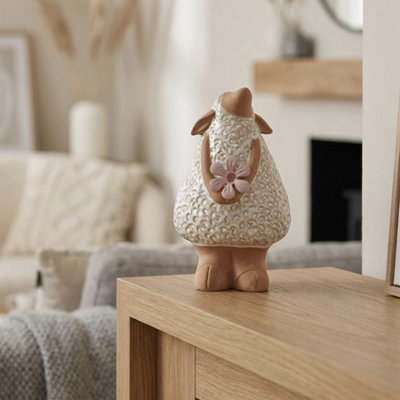 Garden Greatness Standing Sheep With Flower Ornament B&Q
