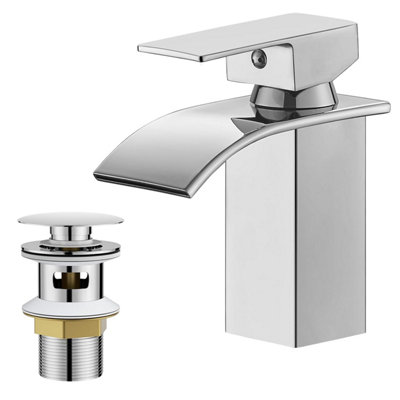  - Besy Waterfall Spout Bathroom Sink Mixer Taps,single Handle Basin TapRv Lavatory Vessel Faucet,stainless Steel,polished Chrome