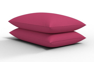 ARLinens Pair Of Pillowcase Polycotton Plain Dyed Housewife Pair Of Pillow Covers 75Cmx50Cm (Fuchsia) from B&Q