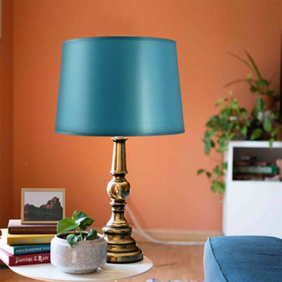 Adjustable Fitting Plain Sateen Lamp Shade 25Cm X 29Cm -Green from B&Q