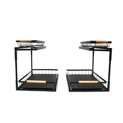  - 2Pack X 2-Tier Sliding Shelf Adjustable Metal Cabinet Organisers