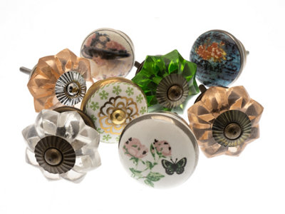 Mango Tree Cupboard Knobs Decorative Classic PrintsCeramic And Glass Ceramic Door And Drawer Handles Set Of 8