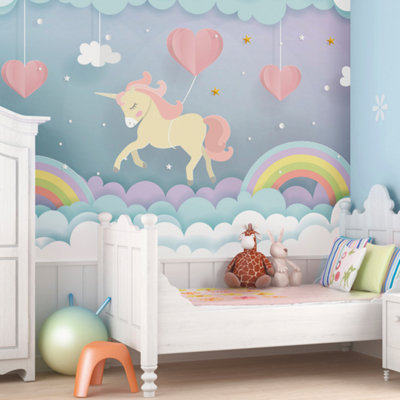 Origin Murals Children's Unicorn Dream Matt Smooth Paste The Wall Mural 300Cm Wide X 240Cm High from B&Q