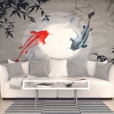 Origin Murals Watercolour Koi Fish Matt Smooth Paste The Wall Mural 300Cm Wide X 240Cm High from B&Q