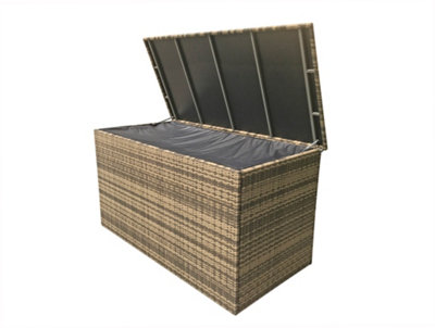 Signature Weave Wicker Large Cushion Box Garden Storage Chest Natural Brown from B&Q