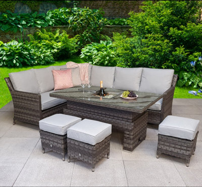 Signature Weave Edwina Wicker Corner Sofa Gas Lift Dining Table Set Ice Bucket from B&Q