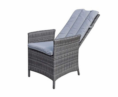 Signature Weave Emily Wicker Reclining Dining Chair Lounger Cushions Grey from B&Q