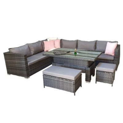 Signature Weave Catalina Wicker Corner Sofa Dining Table With Lift & Ice Bucket from B&Q