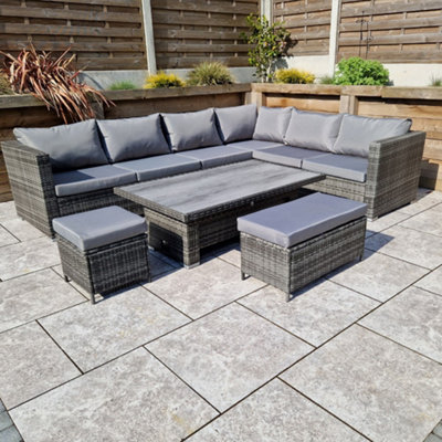 Signature Weave Catalina Wicker Corner Sofa Dining Table With Lift Table from B&Q