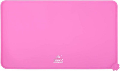  - Super Design Pet Dog Puppy Feeding Mess Mat Flexible Silicone Pink