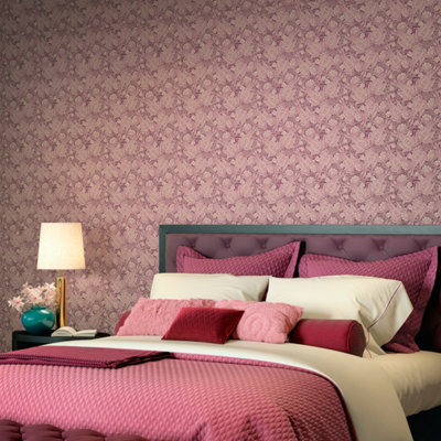 Hoopla Walls Purple Paisley Smooth Matt Wallpaper from B&Q