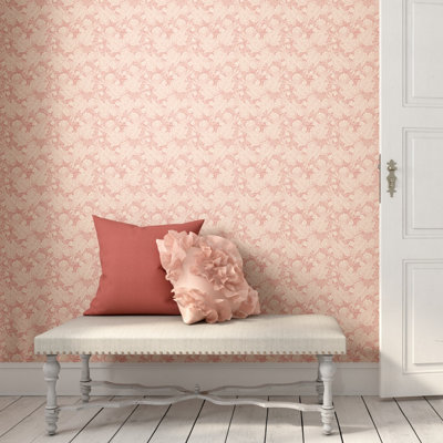 Hoopla Walls Coral Pink Paisley Smooth Matt Wallpaper from B&Q
