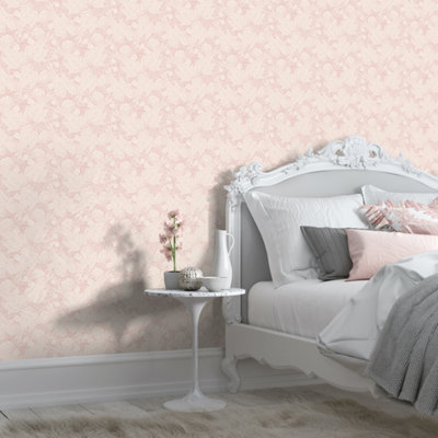 Hoopla Walls Blush Pink Paisley Smooth Matt Wallpaper from B&Q