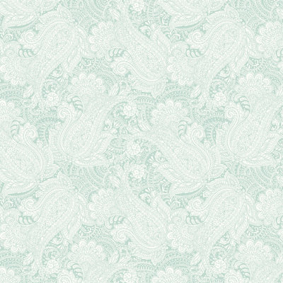 Hoopla Walls Duck Egg Blue Paisley Smooth Matt Wallpaper from B&Q