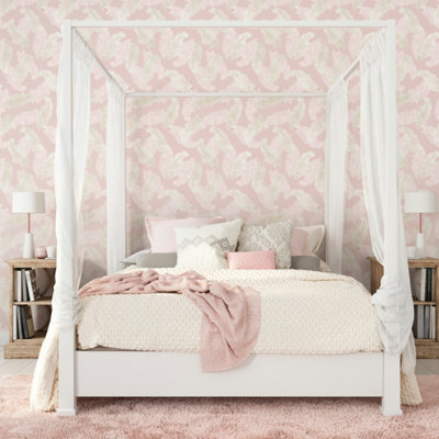 Hoopla Walls Pale Pink Feathers Smooth Matt Wallpaper from B&Q
