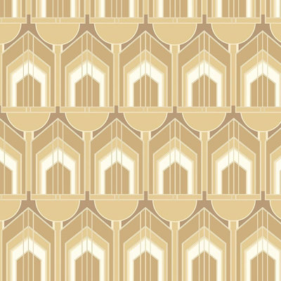 Hoopla Walls Gold Deco Arch Smooth Matt Wallpaper from B&Q